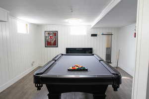 Recreation room featuring billiards and dark wood finished floors