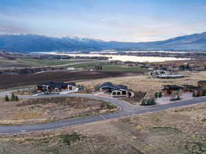 View of mountain backdrop with a nearby body of water