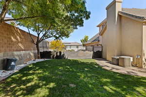View of fenced backyard