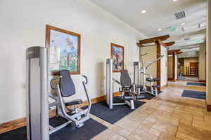 Exercise room with recessed lighting