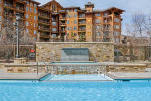 Community pool with a community hot tub