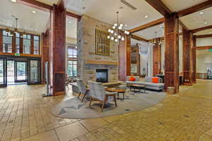 Building lobby with recessed lighting