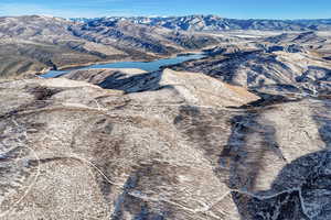 View of mountain background with a large body of water