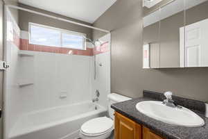 Clean, bright main bathroom featuring a full tub/shower combo, and natural light. Neutral finishes and functional layout make it move-in ready and easy to personalize.