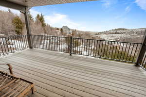 View of snow covered deck