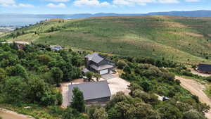 Aerial view of a mountainous background