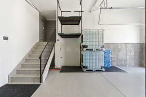 Interior space featuring speckle patterned floor