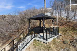 Deck featuring a gazebo