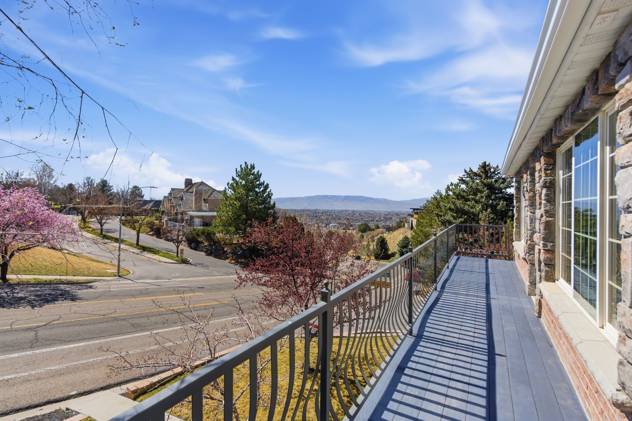 Balcony with a mountain view
