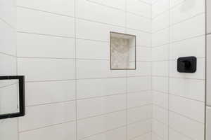 Bathroom view of tiled shower
