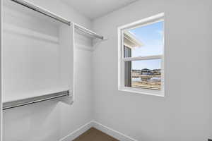 Walk in closet featuring carpet flooring