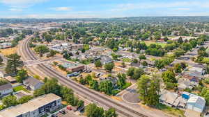 Aerial perspective of suburban area