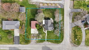 Aerial view of property's location with property boundaries highlighted