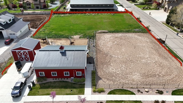 Aerial view of property's location with property parcel outlined