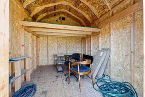 Storage shed in backyard