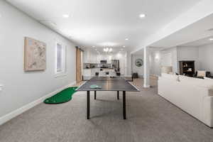 Recreation room adjacent to family room and kitchen area.