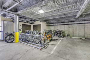 Garage featuring bike storage