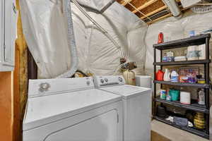Laundry area with washing machine and dryer and electric panel