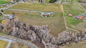 Aerial view of property's location with rural landscape