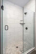 Bathroom with a stall shower