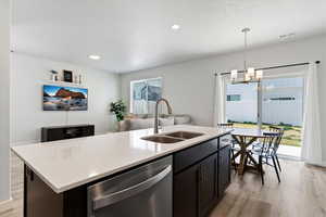 Functional kitchen layout with a convenient drop zone and a brand new dishwasher installed in 2026.