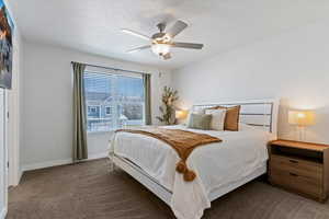 Private owner’s suite with a spacious bedroom offering room for a king size bed and nightstands.