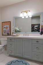 Bathroom featuring vanity and toilet