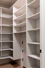 Walk in closet featuring light wood finished floors