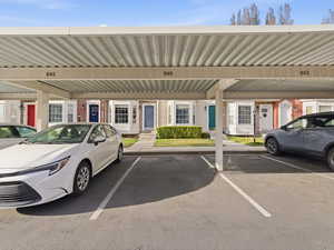 View of covered parking lot