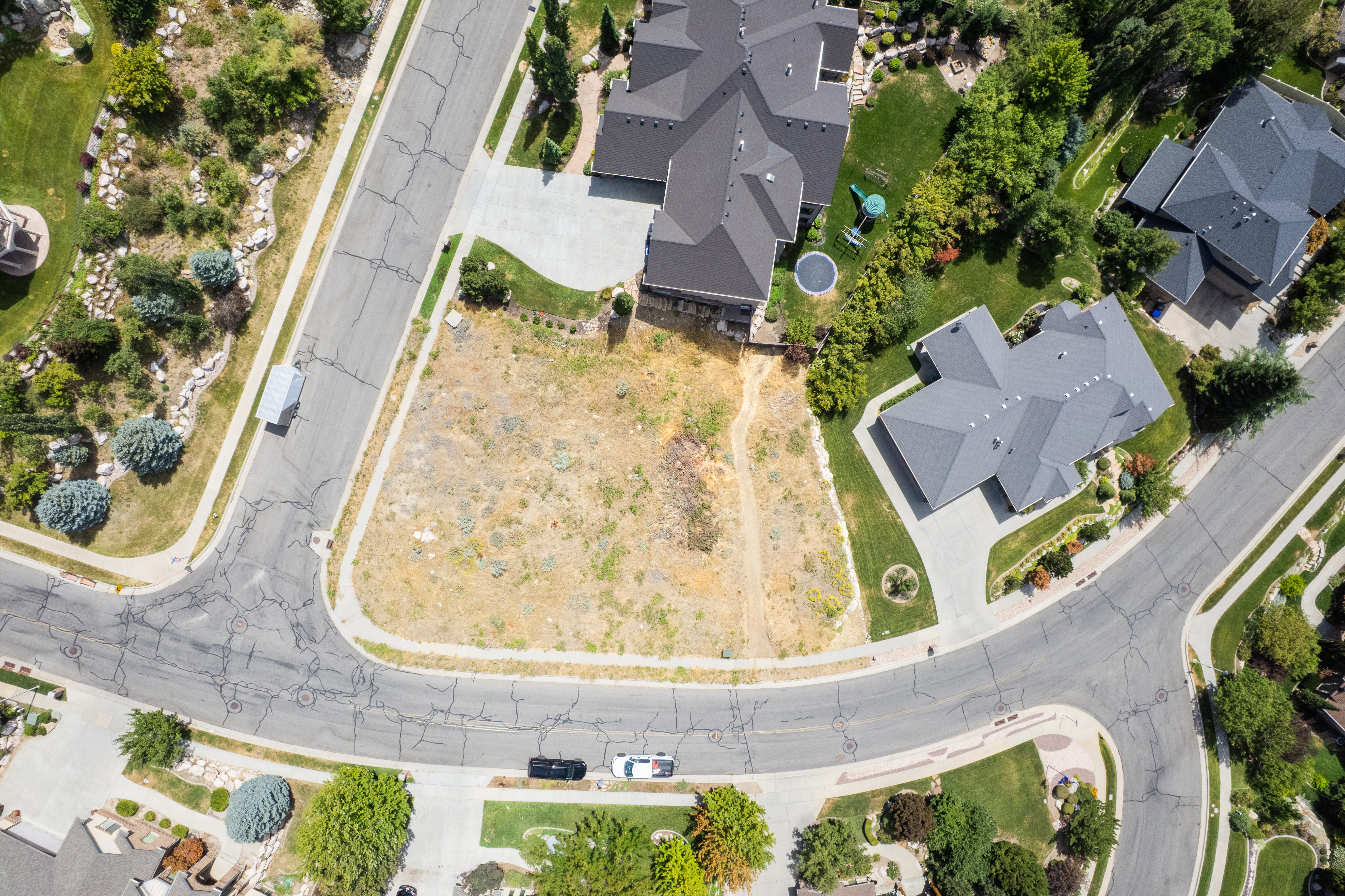 Aerial perspective of suburban area