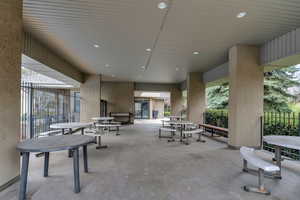 View of patio featuring outdoor dining area