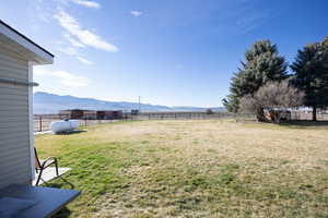 View of yard featuring a mountain view and a view of rural / pastoral area
