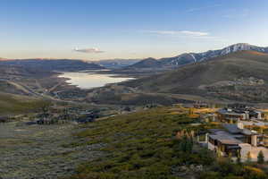 View of mountain background featuring a nearby body of water