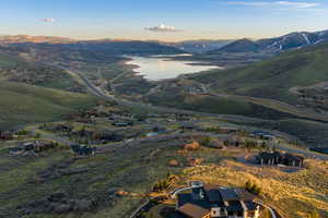 View of mountain background with a large body of water