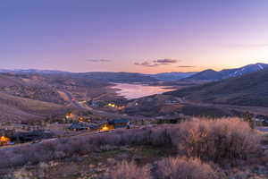 View of mountain background featuring a large body of water