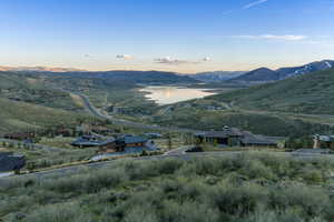 View of mountain background featuring a large body of water