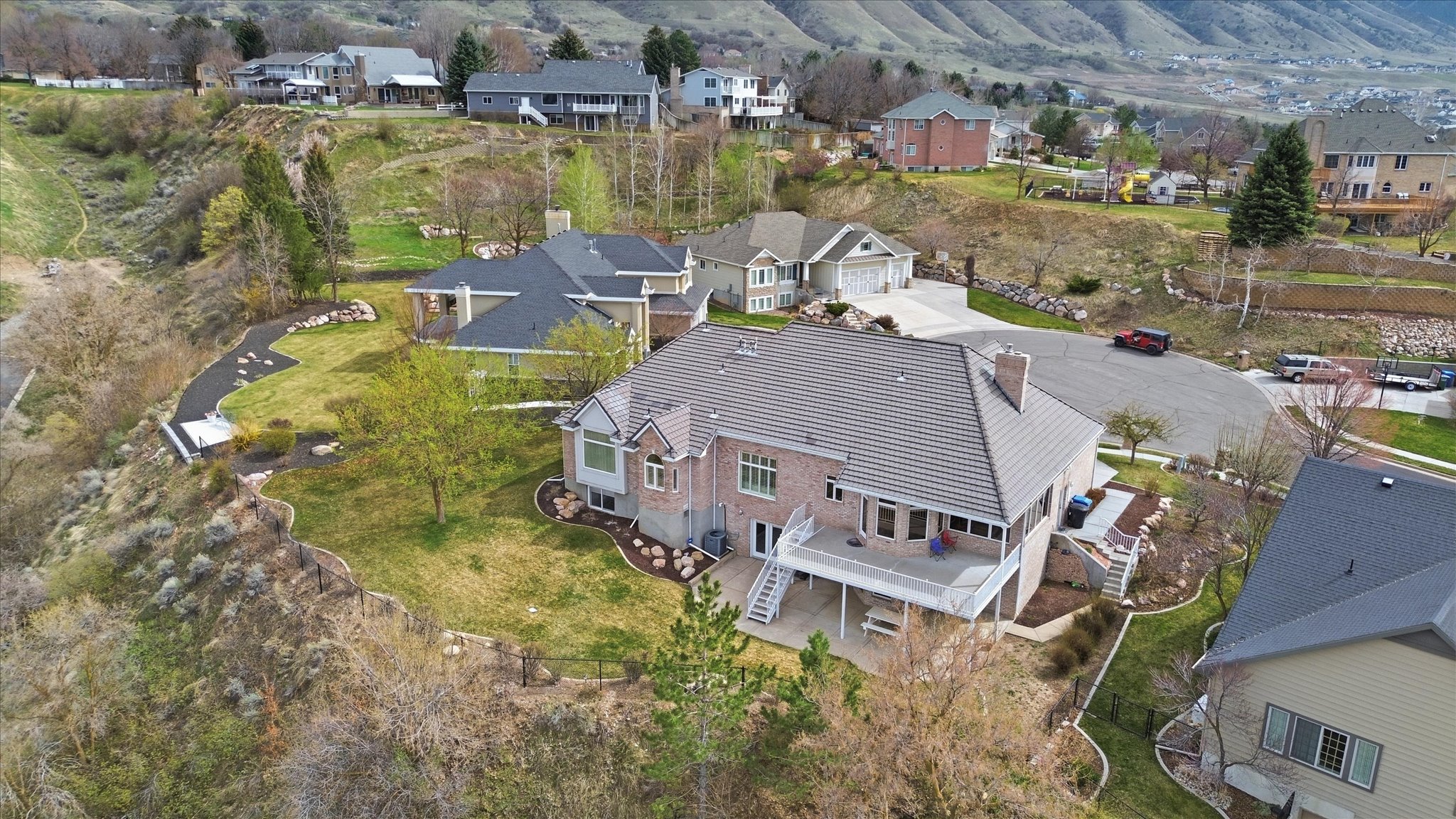 Aerial perspective of suburban area