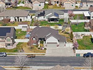 Aerial perspective of suburban area