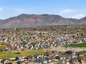 View of mountain background with nearby suburban area