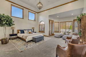 Huge windows with French doors leading out to private deck