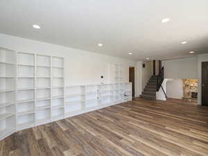 Unique floor plan steps down to the kitchen