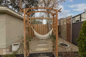 View of fenced backyard