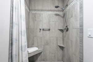 Bathroom with a stall shower