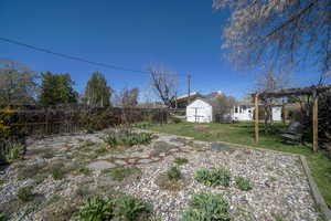 View of fenced backyard
