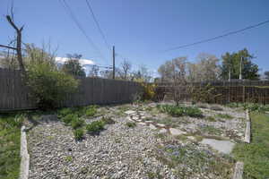 View of fenced backyard