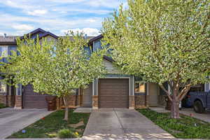 View of property hidden behind natural elements with driveway