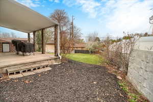 View of fenced backyard