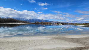 Water view with a mountainous background