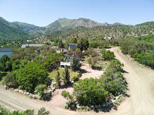 Bird's eye view of a mountain backdrop