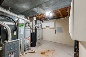 Unfinished basement with water heater